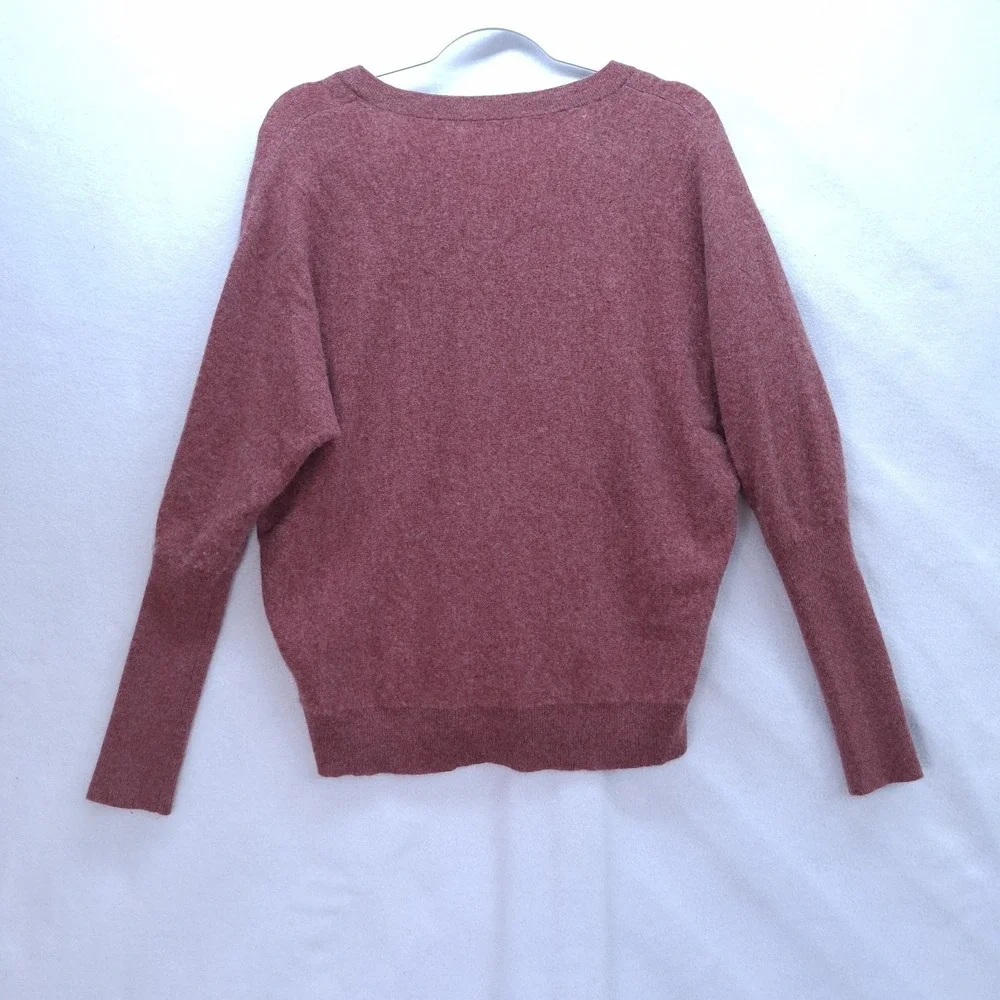 Garnet Hill Essential Cashmere Sweater Size S Pullover V Neck Dolman Sleeve Rose